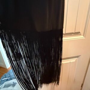 Dress Forum Black Midi Fringe Dress